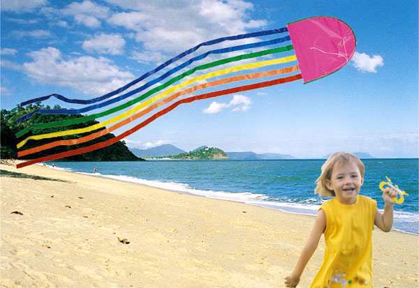 Windspeed kites Australian made Jellyfish kite flying on Trinity Beach in Cairns